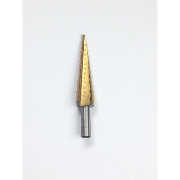 H & H Industrial Products 1/8-1/2" TiN Coated High Speed Steel Step Drill With 13 Steps 5000-0500 - main